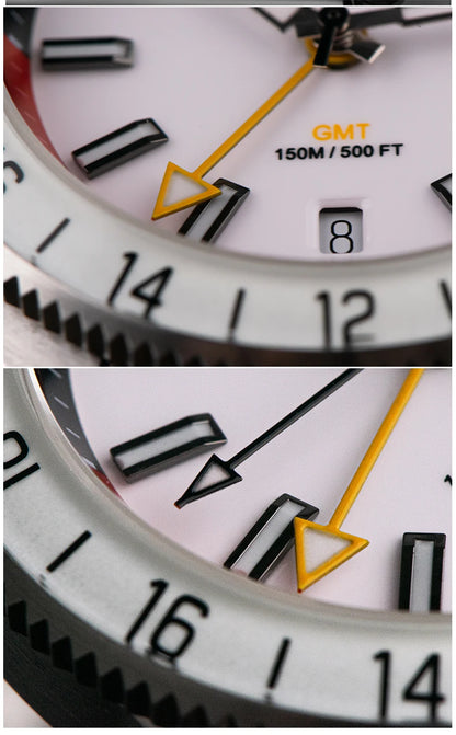 Comes With Rubber Strap Man's Automatic Watch Quartz Swiss Movement BGW9 Luminous Bezel 4-Pin GMT 150 Meters Waterproof Diving