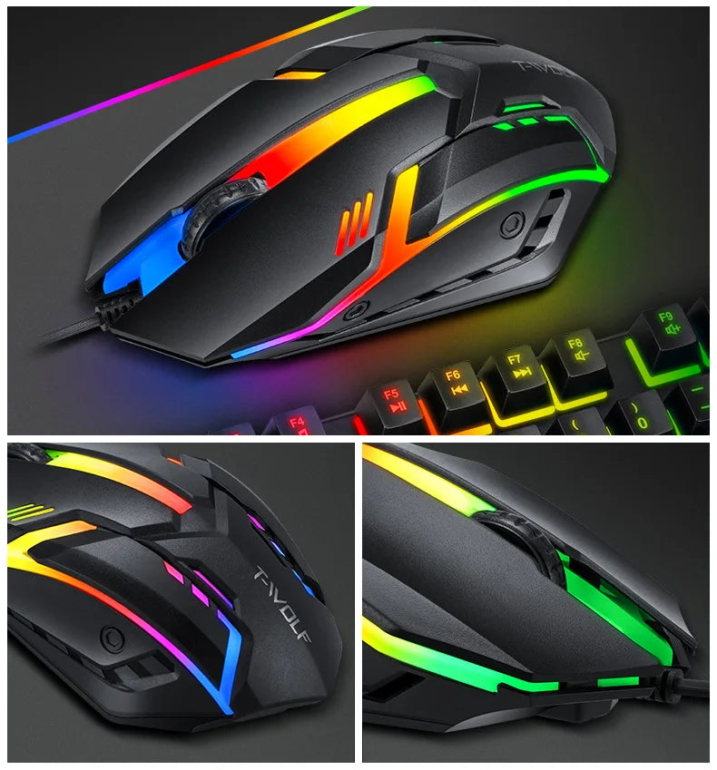 Arabic English Keyboard Spanish Russian Arabic Keyboard Mouse Kit 100% Keyboard ISO Layout 104 Keys Rainbow Backlight Gaming T20