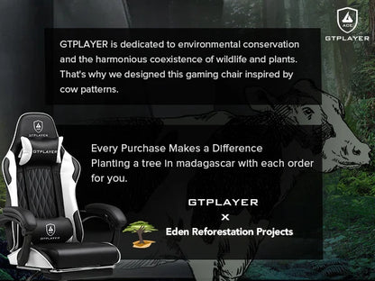 GTPLAYER Gaming Chair Gamer Chair Ergonomic Office Chair Footrest Adjustable Lumbar & Pillows Gaming Chair