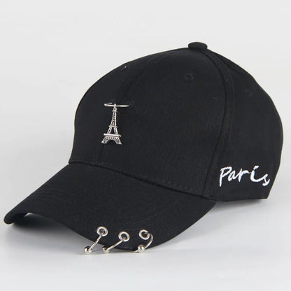 Fashion hip hop cotton baseball cap Creative Piercing Ring Caps Punk Adult Casual Solid Adjustable Unisex hat Snapback hats