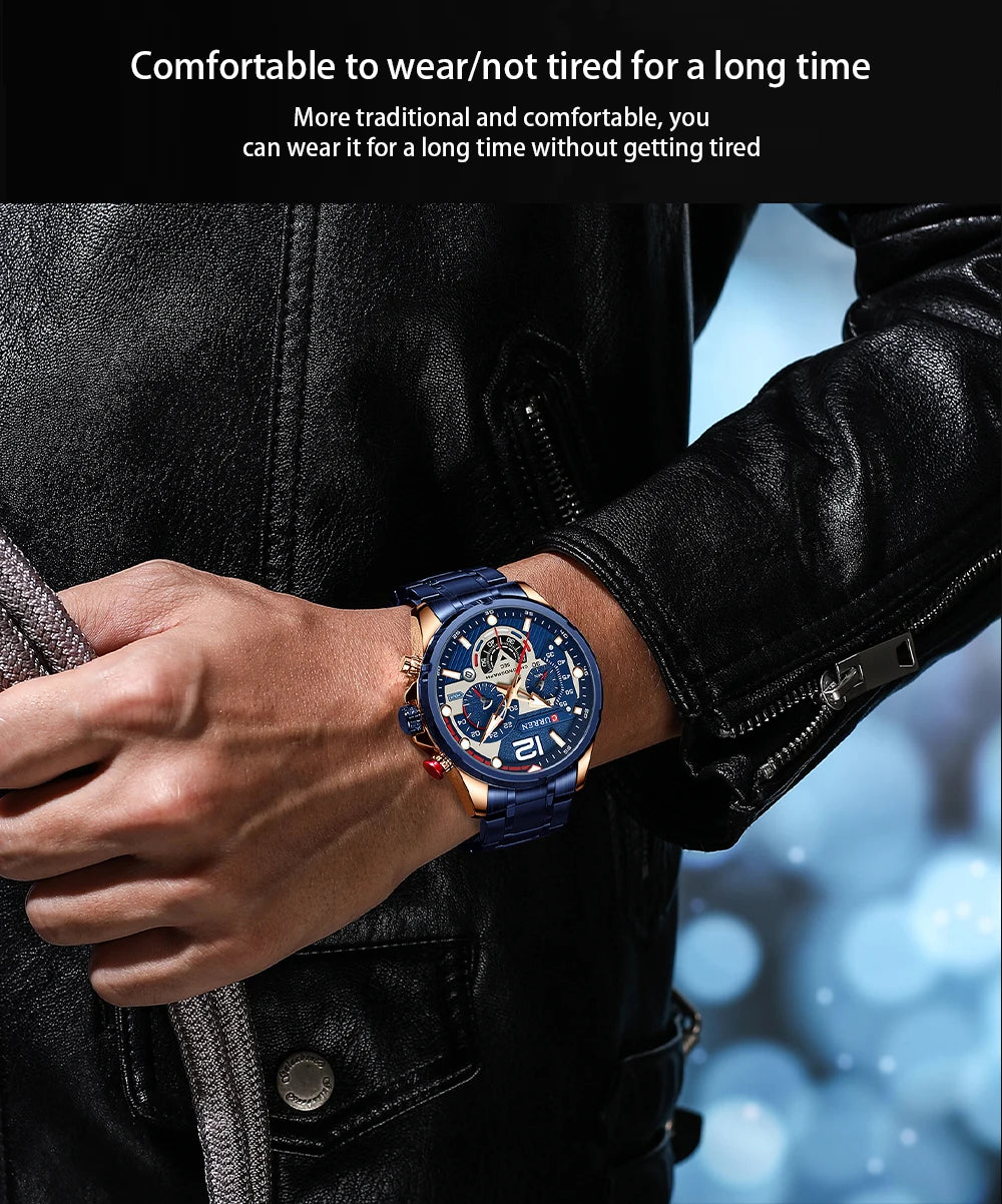 CURREN Men’s Luxury Quartz Chronograph Watch  Sport Design, Waterproof & Date Display