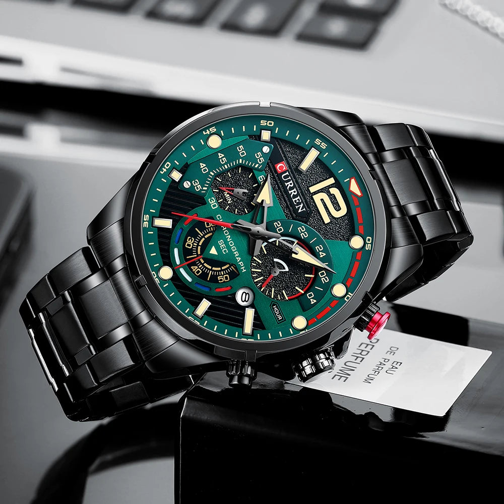 CURREN Men’s Luxury Quartz Chronograph Watch  Sport Design, Waterproof & Date Display