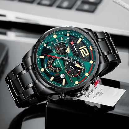 CURREN Men’s Luxury Quartz Chronograph Watch  Sport Design, Waterproof & Date Display