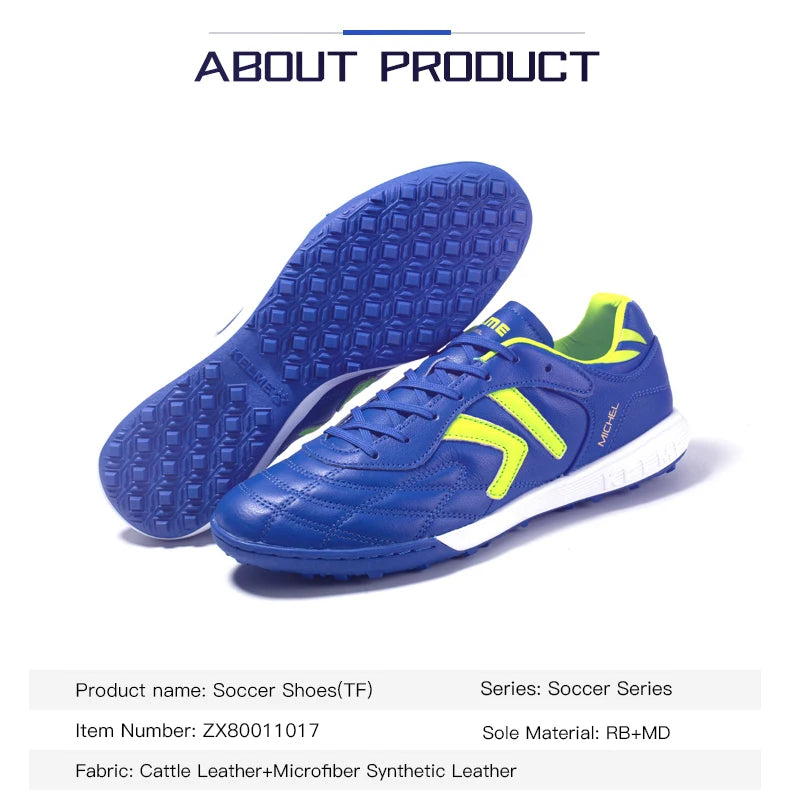 KELME Soccer Shoes TF Football Boots Calf-Skin Cleats  Professional Futsal Original Football Training  Sneakers  ZX80011017