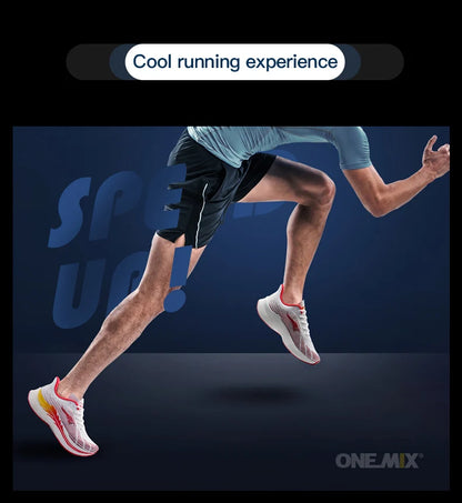 Onemix New Men Marathon Running Shoes for Women Breathable Lightweight Sneakers Lace Up Athletic Shoes Comfortable Light Soft