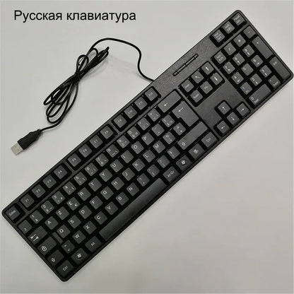 Multilingual USB Wired 104 Keys Gaming Keyboard – Spanish French Russian Arabic English Keyboard for PC & Desktop Computer