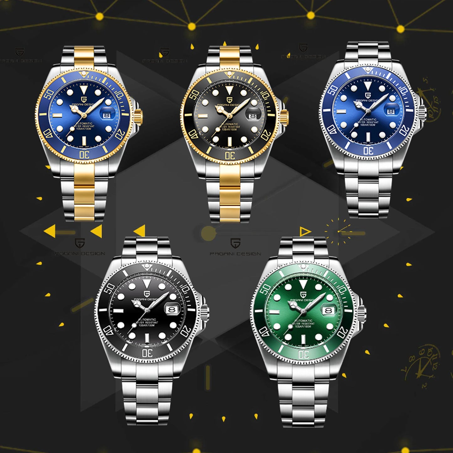 PAGANI DESIGN New Men Mechanical Wristwatch Luxury Ceramic Bezel Automatic Watch Sapphire Glass Watch for Men Relogio Masculino