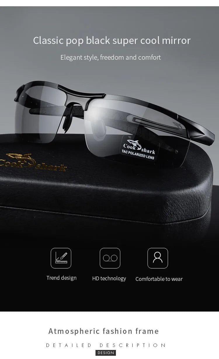 Cook Shark's new aluminum magnesium sunglasses men's sunglasses HD polarized driving drivers color glasses tide