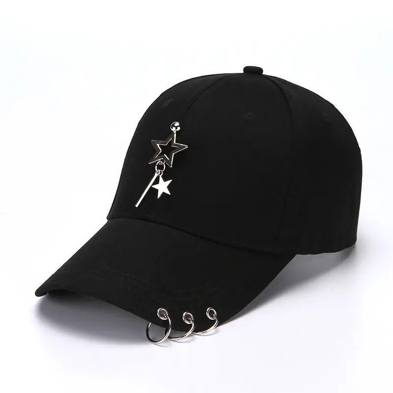Fashion hip hop cotton baseball cap Creative Piercing Ring Caps Punk Adult Casual Solid Adjustable Unisex hat Snapback hats