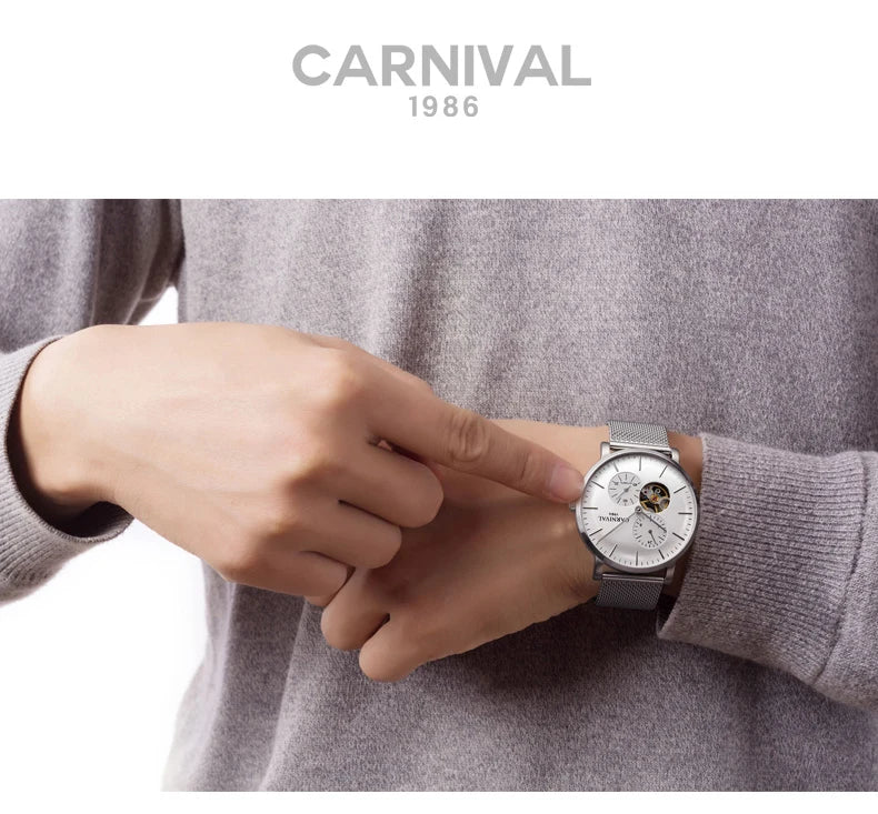 Carnival mechanisch herenhorloge – Luxe automatisch polshorloge met saffierglas