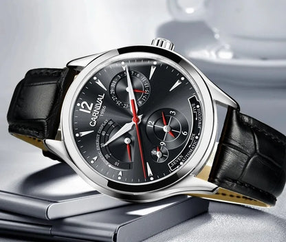CARNIVAL New Dual Time Zone Watches for Men Automatic Multifunction Men Mechanical Wristwatches Sapphire Calendar Montre Homme
