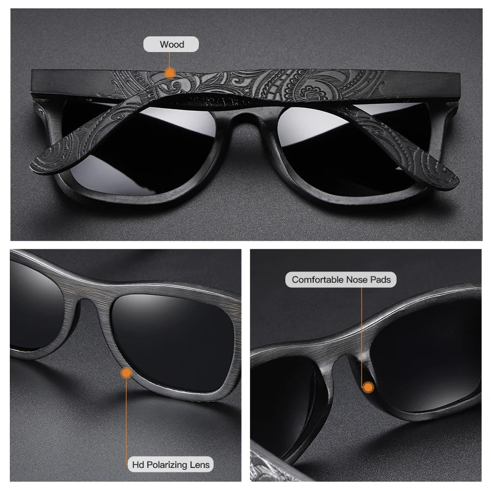 GM Handmade Brand Wooden Polarized Sunglasses Women Men Design Driving Wooden Mirrored Shades in Round carton Box S1610B