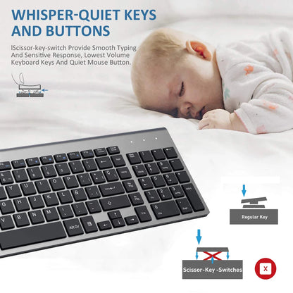 Spanish Layout 2.4G Wireless Keyboard Ultra-thin Multimedia Energy-saving Low Noise for Windows 10 Android TV Box