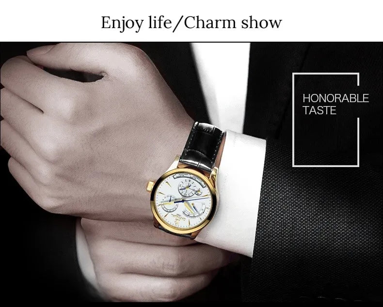 CARNIVAL New Dual Time Zone Watches for Men Automatic Multifunction Men Mechanical Wristwatches Sapphire Calendar Montre Homme