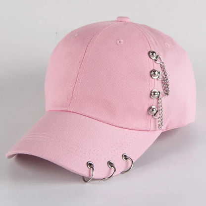 Fashion hip hop cotton baseball cap Creative Piercing Ring Caps Punk Adult Casual Solid Adjustable Unisex hat Snapback hats