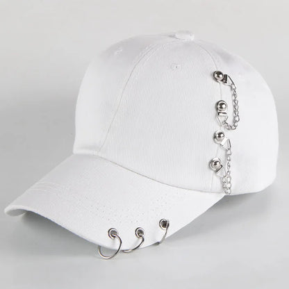 Fashion hip hop cotton baseball cap Creative Piercing Ring Caps Punk Adult Casual Solid Adjustable Unisex hat Snapback hats