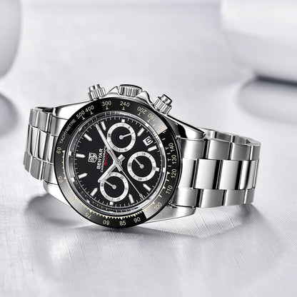 BENYAR herenhorloges – Luxe chronograaf, sportief model, waterdicht, van roestvrij staal, met quartz uurwerk