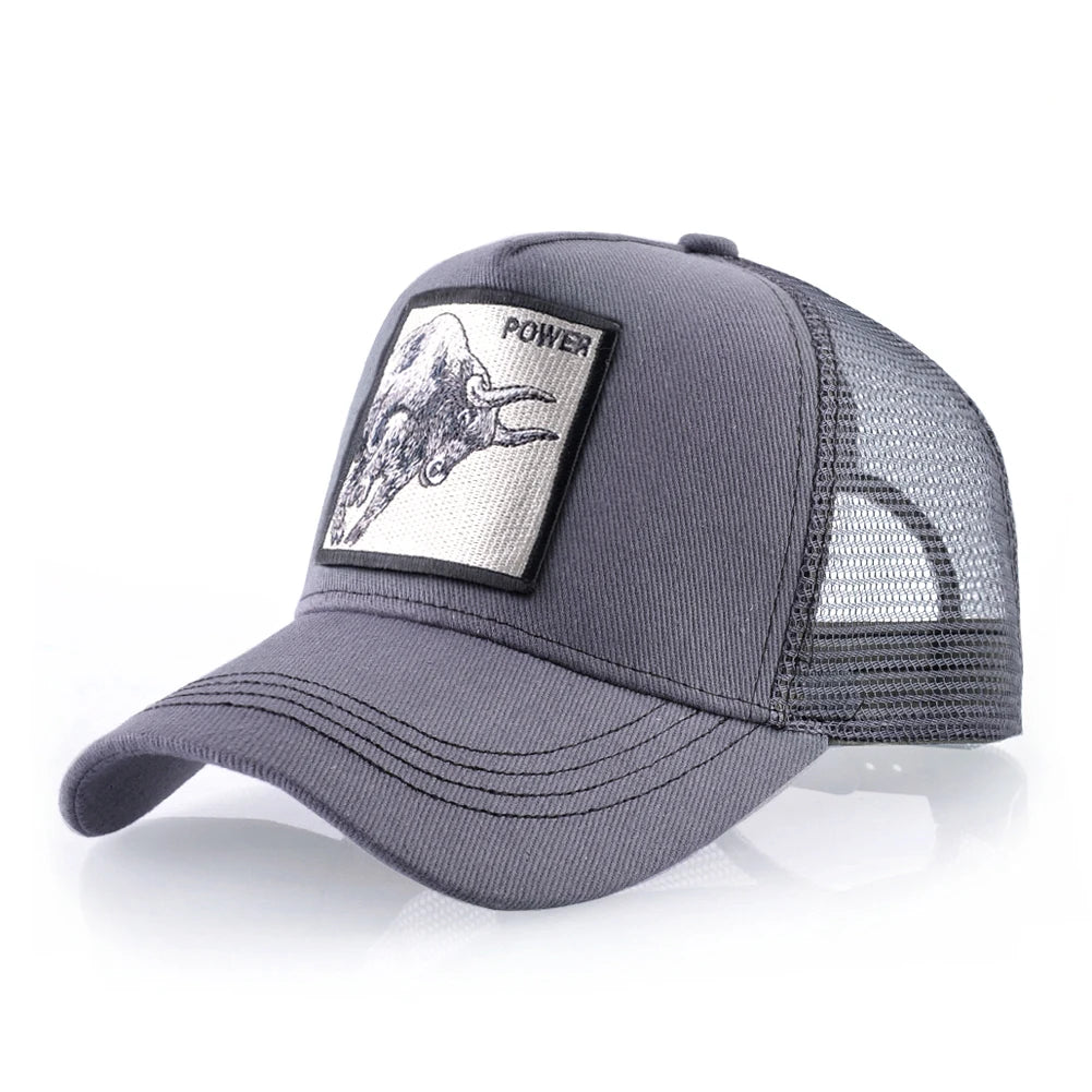 K Baseball Caps Men Snapback Hip Hop Trucker Cap With Embroidery Bull Patch Four Seasons Breathable Mesh Trucker Hat For Women