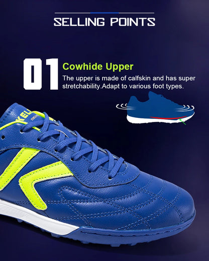 KELME Soccer Shoes TF Football Boots Calf-Skin Cleats  Professional Futsal Original Football Training  Sneakers  ZX80011017