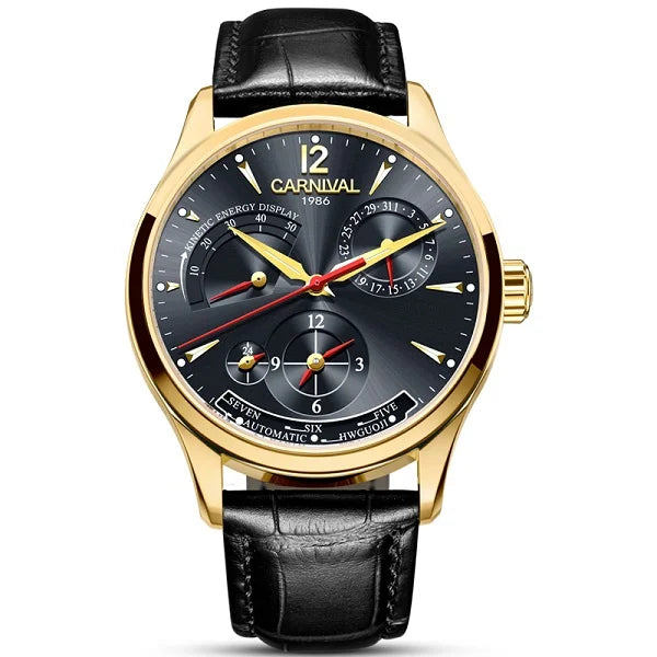 CARNIVAL New Dual Time Zone Watches for Men Automatic Multifunction Men Mechanical Wristwatches Sapphire Calendar Montre Homme