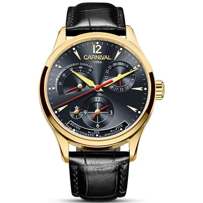 CARNIVAL New Dual Time Zone Watches for Men Automatic Multifunction Men Mechanical Wristwatches Sapphire Calendar Montre Homme
