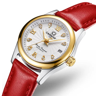 Montre mécanique de luxe pour femme de la marque CARNIVAL – Montre-bracelet automatique, élégante, dotée d'un verre saphir et étanche