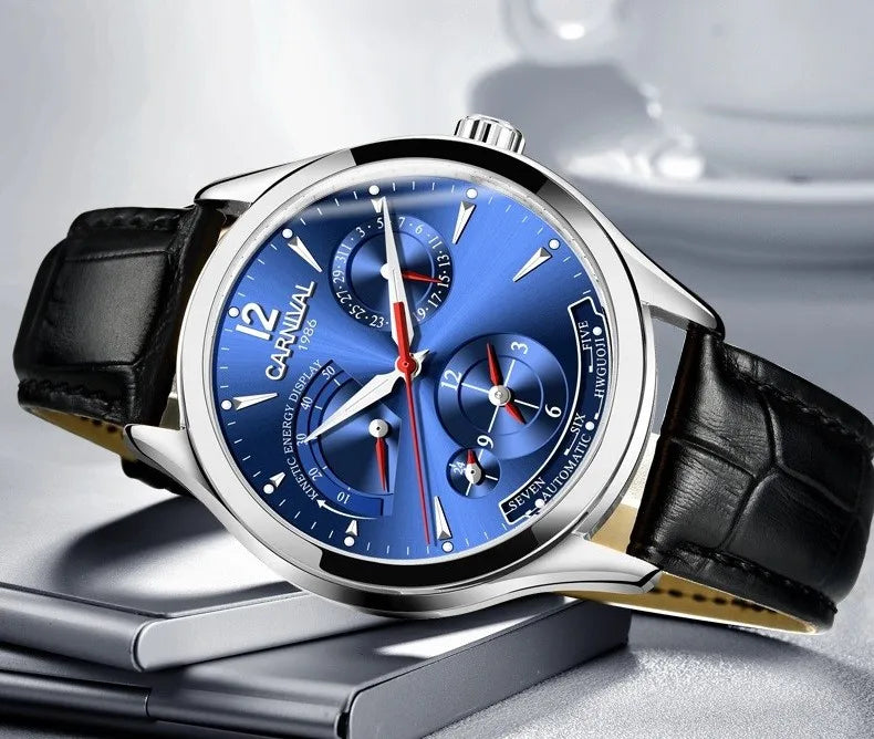 CARNIVAL New Dual Time Zone Watches for Men Automatic Multifunction Men Mechanical Wristwatches Sapphire Calendar Montre Homme