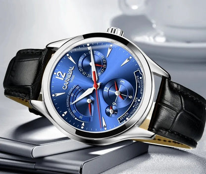 CARNIVAL New Dual Time Zone Watches for Men Automatic Multifunction Men Mechanical Wristwatches Sapphire Calendar Montre Homme