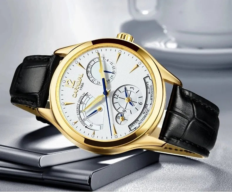 CARNIVAL New Dual Time Zone Watches for Men Automatic Multifunction Men Mechanical Wristwatches Sapphire Calendar Montre Homme