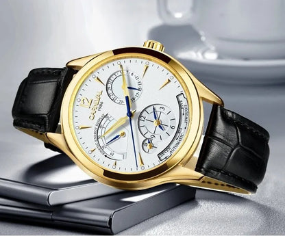 CARNIVAL New Dual Time Zone Watches for Men Automatic Multifunction Men Mechanical Wristwatches Sapphire Calendar Montre Homme