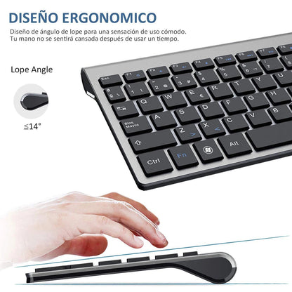 Spanish Layout 2.4G Wireless Keyboard Ultra-thin Multimedia Energy-saving Low Noise for Windows 10 Android TV Box