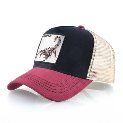 K Four Season Men's Trucker Caps With Scorpion Patch Snapback Hip Hop Baseball Cap For Women Adjustable Unisex Baseball Hats