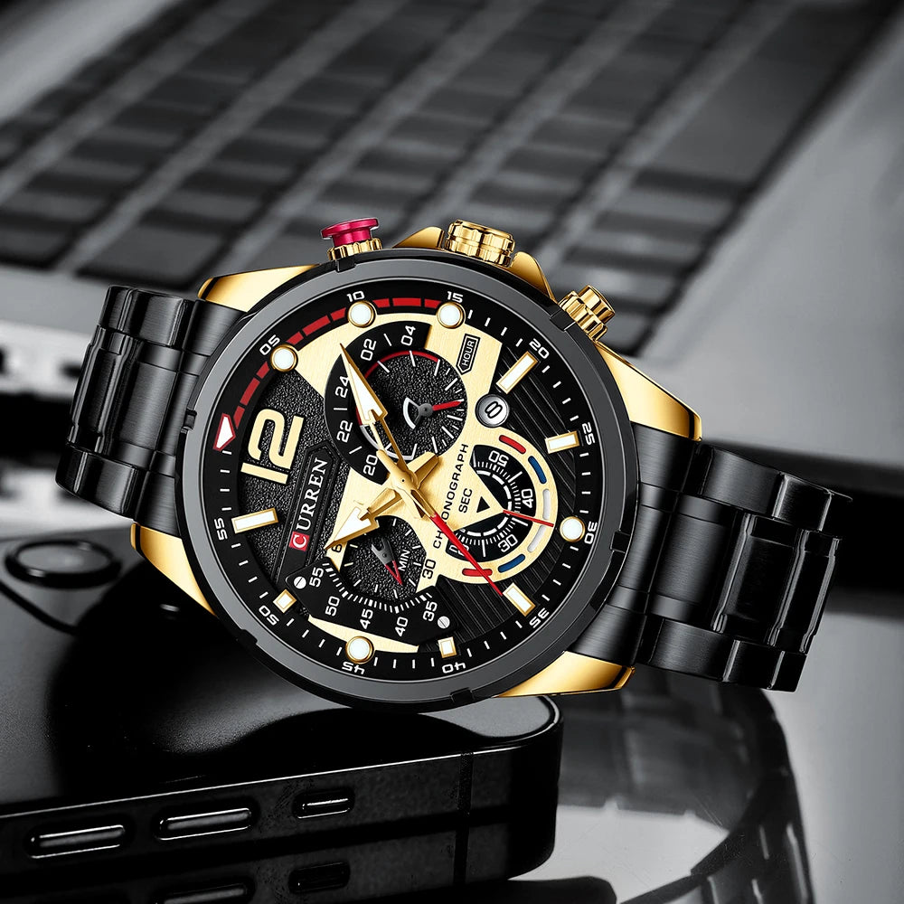 CURREN Men’s Luxury Quartz Chronograph Watch  Sport Design, Waterproof & Date Display