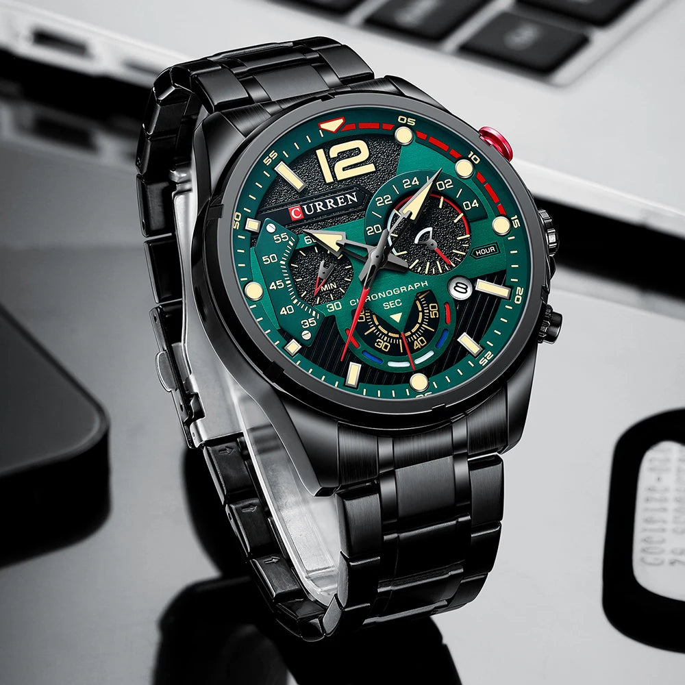 CURREN Men’s Luxury Quartz Chronograph Watch  Sport Design, Waterproof & Date Display