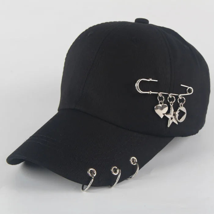 Fashion hip hop cotton baseball cap Creative Piercing Ring Caps Punk Adult Casual Solid Adjustable Unisex hat Snapback hats