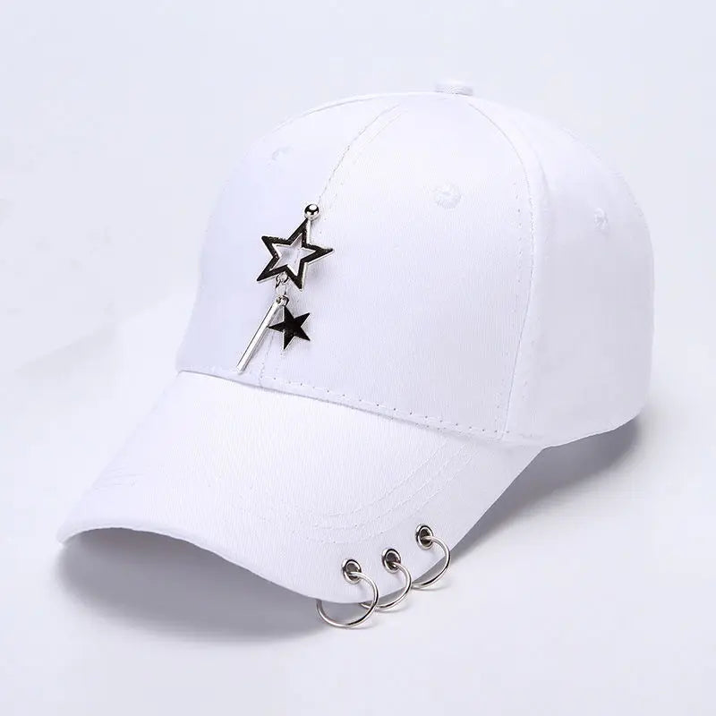 Fashion hip hop cotton baseball cap Creative Piercing Ring Caps Punk Adult Casual Solid Adjustable Unisex hat Snapback hats