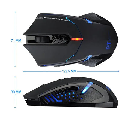ET X-08 2000DPI Adjustable 7 Button 2.4G Wireless Gaming Mouse Professional Wireless Gaming Mouse for Gamer Mute LED Mice for PC