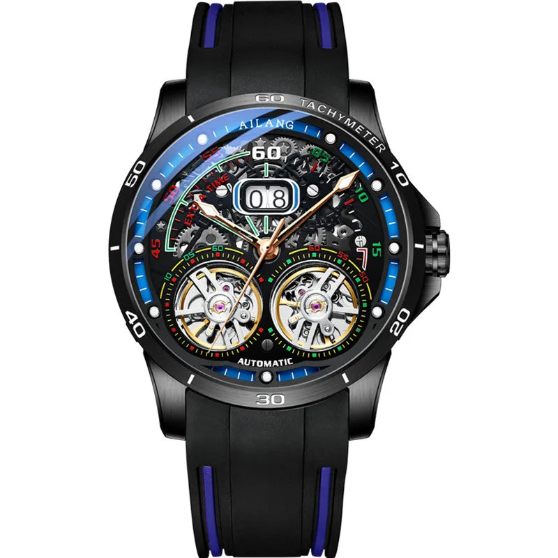 AILANG Super Cool Double Tourbillon Automatic Mechanical Watch Men Luxury Brand Luminous Waterproof Watches Men's Reloj Hombre
