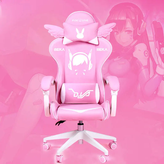 Cute Electronic Music Girl Pink Shilla Gaming Chair Home Office Casual Computer Chair Lifting Rotating Cartoon Chair