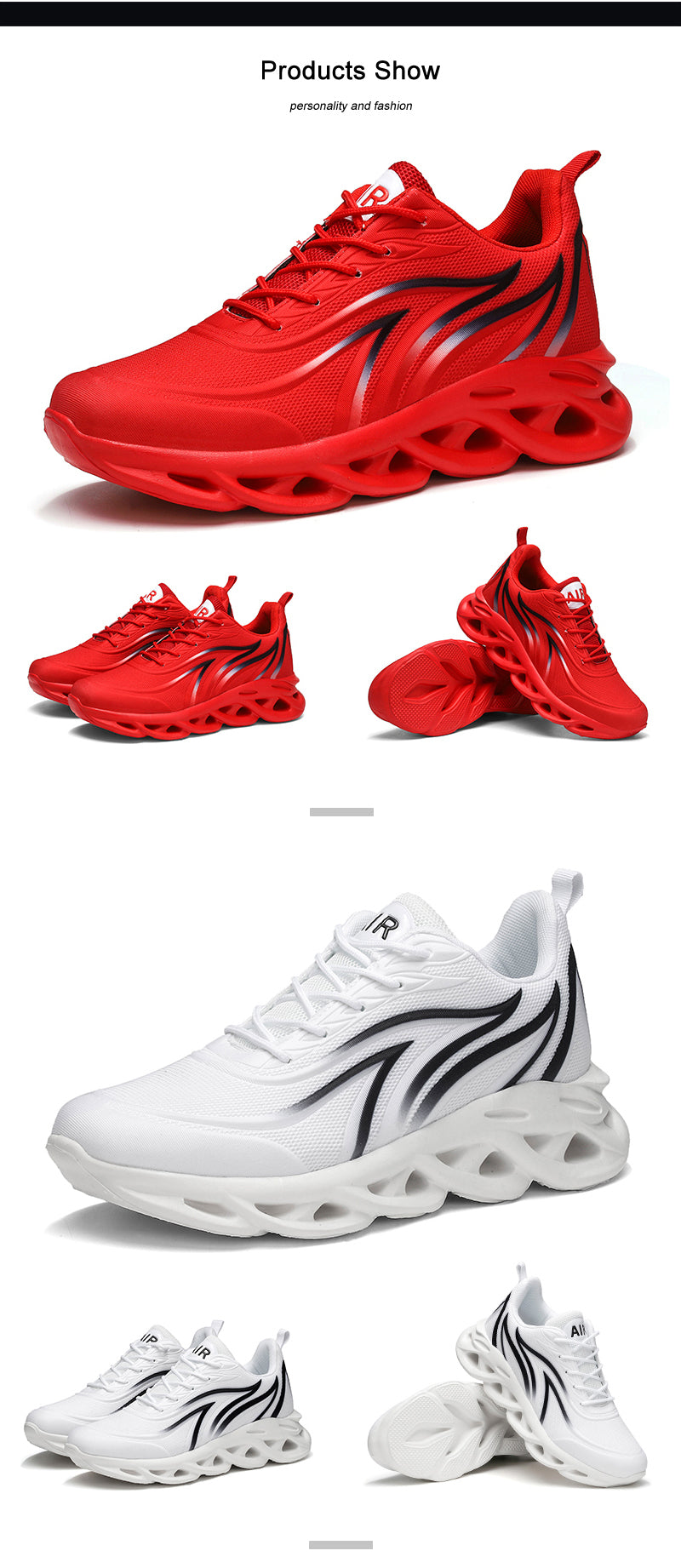Herr-sneakers med flammönster, Flying Weave-sportskor, bekväma löparskor, utomhusskor för män, sportskor