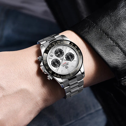 BENYAR herenhorloges – Luxe chronograaf, sportief model, waterdicht, van roestvrij staal, met quartz uurwerk