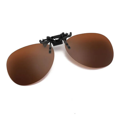 Clip On Flip Up Glasses Polarized Photochromic Sunglasses Lens Anti Glare UV400 Goggles Night Vision Yellow Driving Eyepiece