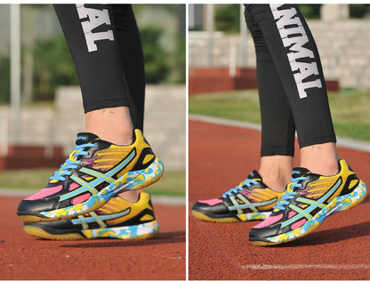 2022 new women's sneakers, men's badminton shoes, light black breathable female outdoor sports training shoes, women's athletics sports green