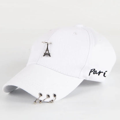 Fashion hip hop cotton baseball cap Creative Piercing Ring Caps Punk Adult Casual Solid Adjustable Unisex hat Snapback hats