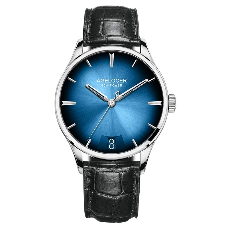AGELOCER Original Budapest Watch Steel Strap Men's Business Dress Big Calendar Automatic Mechanical Watch Birthday Gift for Men