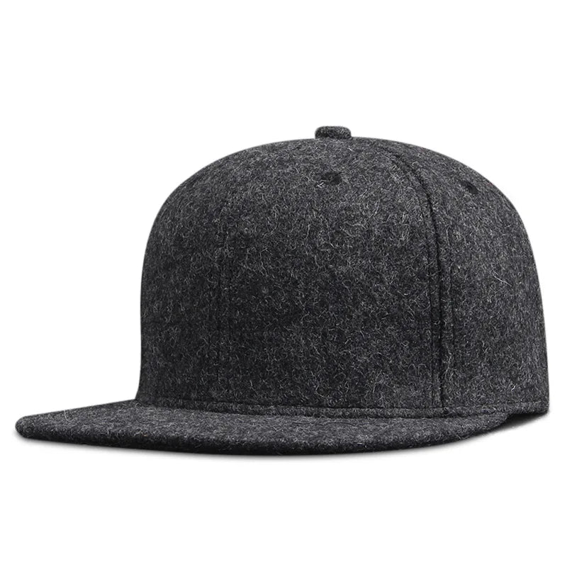 Dad Winter felt hip hop caps flat peak felt baseball cap big bone man plus size fitted snapback hats 56cm 58cm 60cm 62cm 64cm