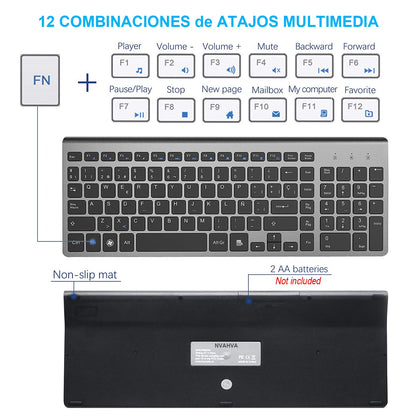 Spanish Layout 2.4G Wireless Keyboard Ultra-thin Multimedia Energy-saving Low Noise for Windows 10 Android TV Box