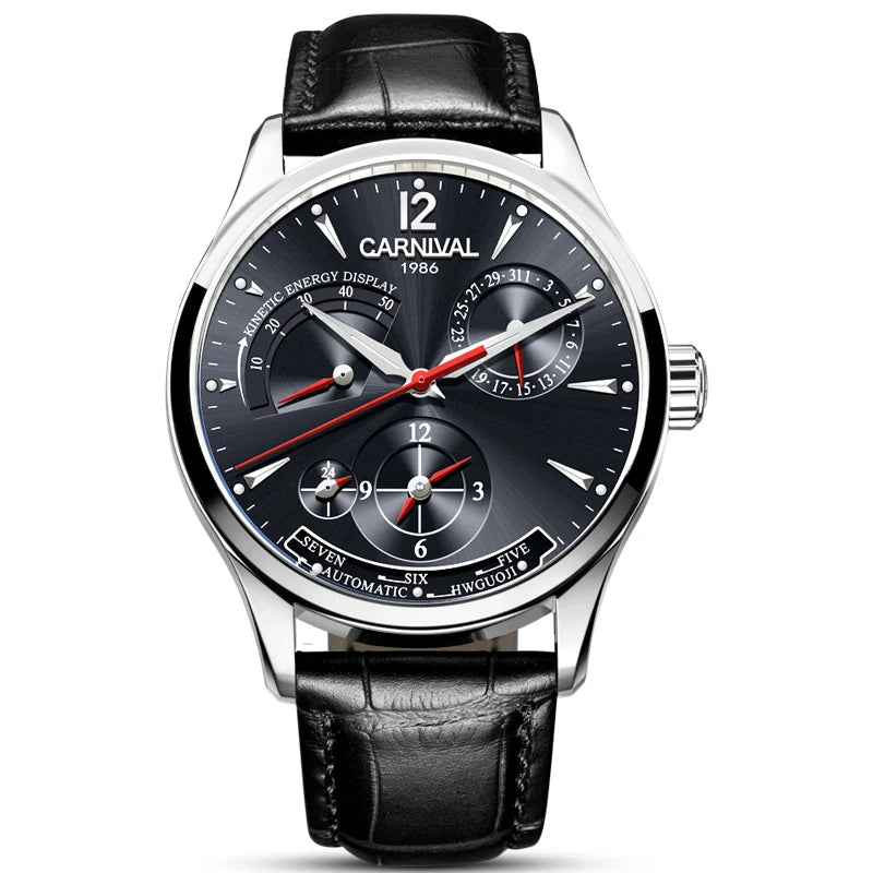 CARNIVAL New Dual Time Zone Watches for Men Automatic Multifunction Men Mechanical Wristwatches Sapphire Calendar Montre Homme