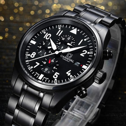 CARNIVAL High Quality Sport Watch 100m Waterproof Swimming Automatic Watch Men 24 Hours Calendar HD Luminous Mechanical Watches