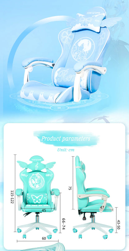 Cute Electronic Music Girl Pink Shilla Gaming Chair Home Office Casual Computer Chair Lifting Rotating Cartoon Chair